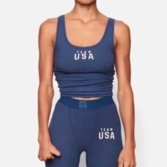 SKIMS Soft Lounge Tank Top + Pants Set Team USA Navy Large - Picture 3 of 16